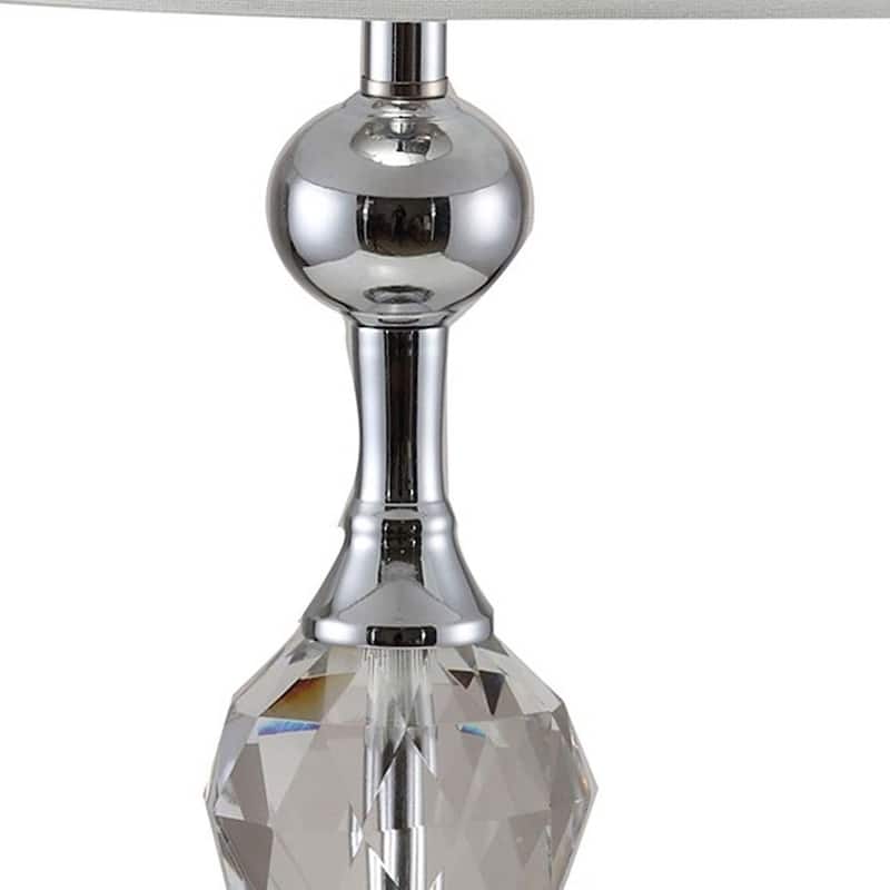 30" Silver Metal Bedside Table Lamp With White Classic Drum Shade - 15 x 15 x 29.5