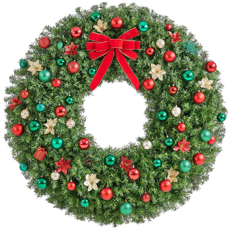 Yaheetech 60in Pre-lit Christmas Wreath Holiday Decoration with 300 LED Lights & 1026 Tips - 5ft