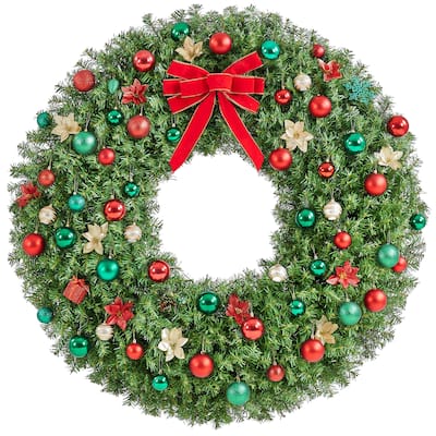 Yaheetech 60in Pre-lit Christmas Wreath Holiday Decoration with 300 LED Lights & 1026 Tips - 5ft