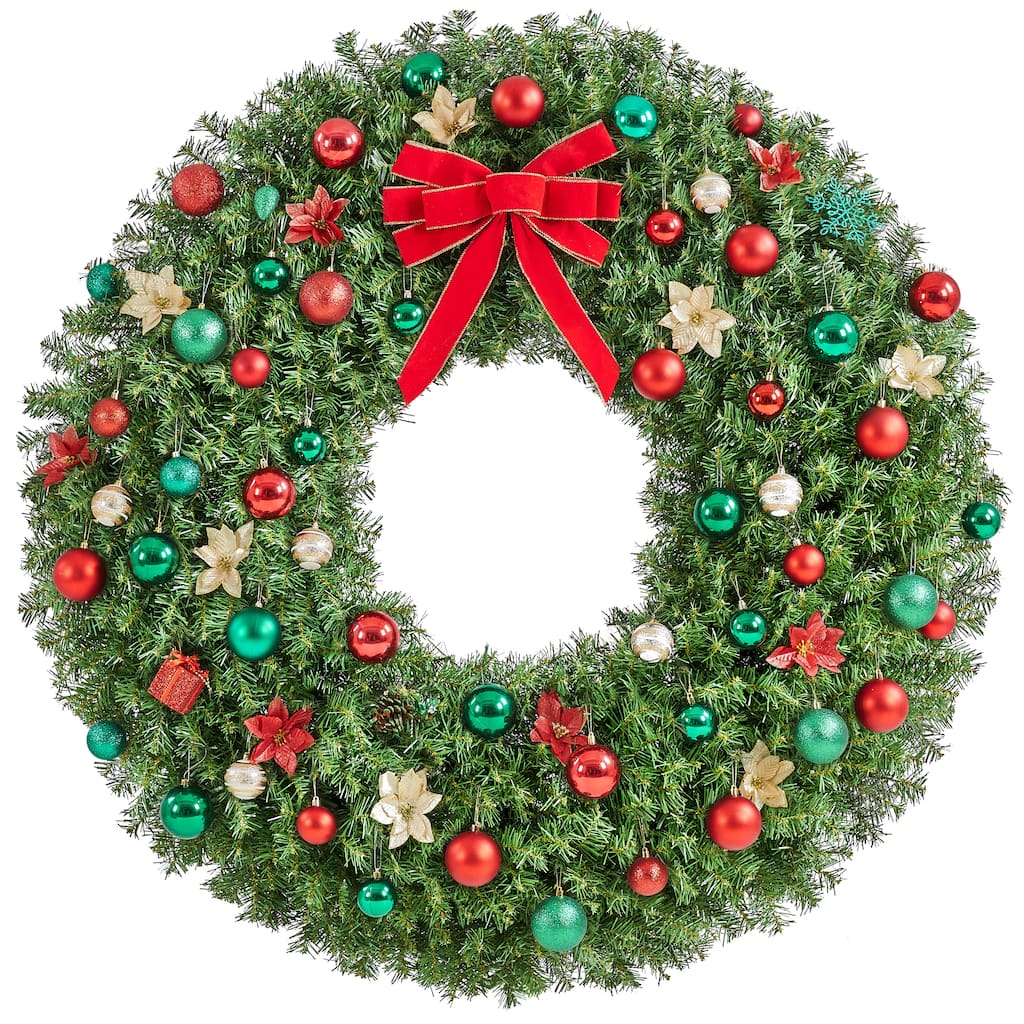 Yaheetech 60in Pre-lit Christmas Wreath Holiday Decoration with 300 LED Lights & 1026 Tips - 5ft