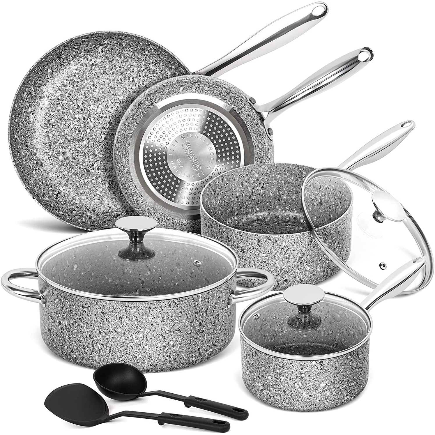 Pots and Pans Set 15 Piece, Nonstick Cookware Set with with Non- Toxic Stone-Derived Interior, Other