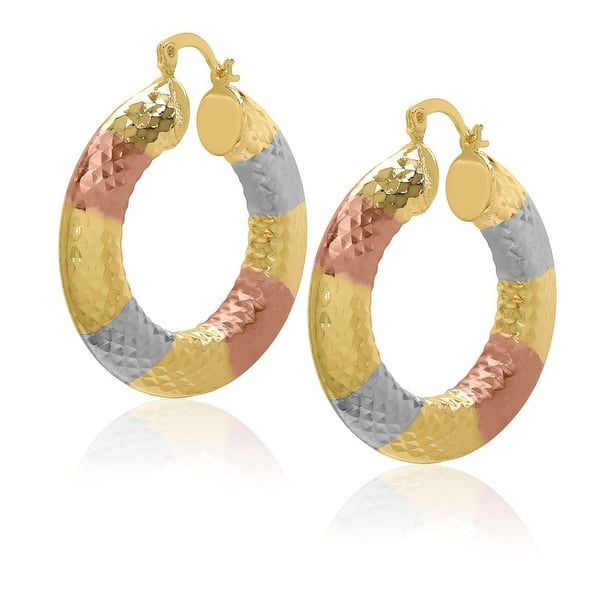 Victoria Townsend Gold Plated Tri Color Hoop Earrings Bed Bath