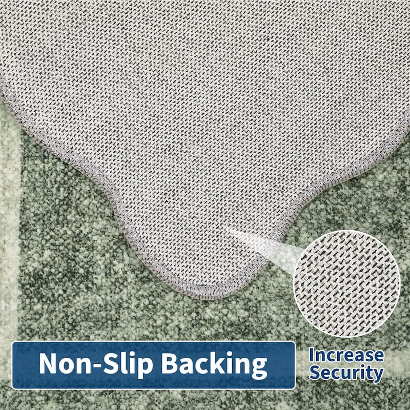 Garvee Scallop Solid Washable Area Rug