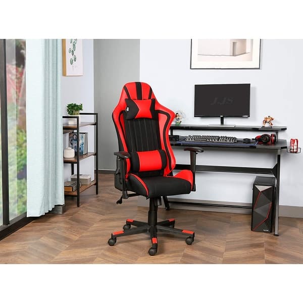 Lucklife Red Gaming Chair Ergonomic Triple Back Support Breathable Leather Reclining Rocking Computer Chair