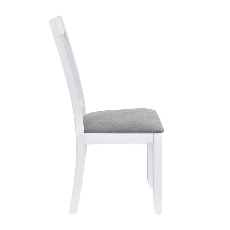 White 5-Piece Wooden Dining Table Set with 4 X-Back Chairs