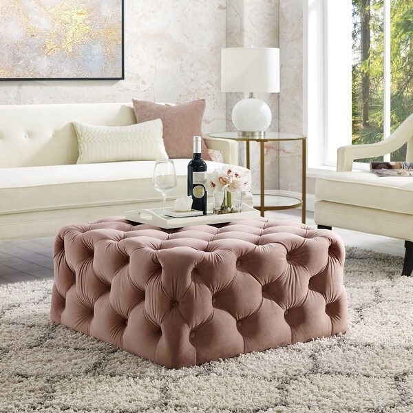 Tufted square cocktail ottoman discount
