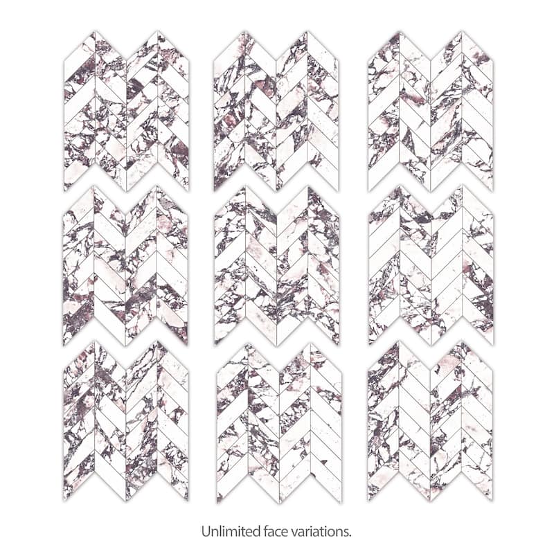 Merola Tile Touche Chevron Rubis 11-3/4" x 12-1/4" Porcelain Mosaic Floor and Wall Tile - (1 Tile)