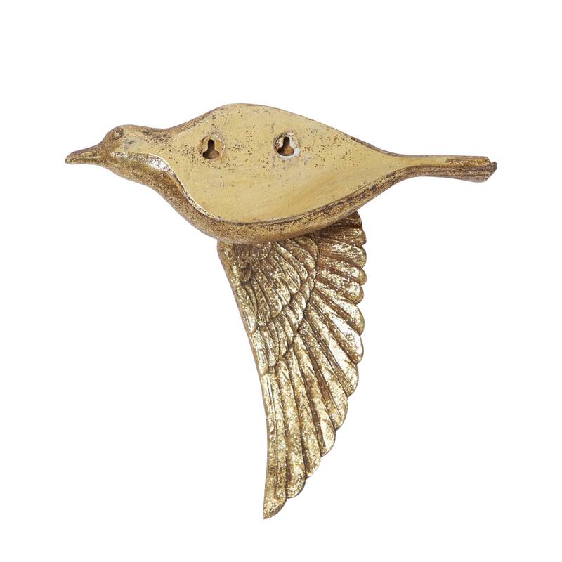 Polystone Bird Distressed 3D Floating Home Wall Decor - Set of 3 Dark Brown, Silver, Gold - Roche River Decor