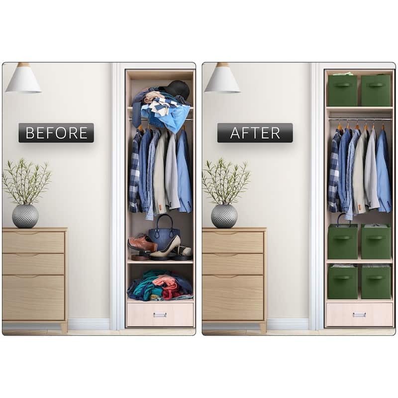 Sorbus Fabric Storage Bins 11" Foldable Cubes With Handles For Pantry, Cubbies, Toy And Closet Shelving Organization - 6Pk