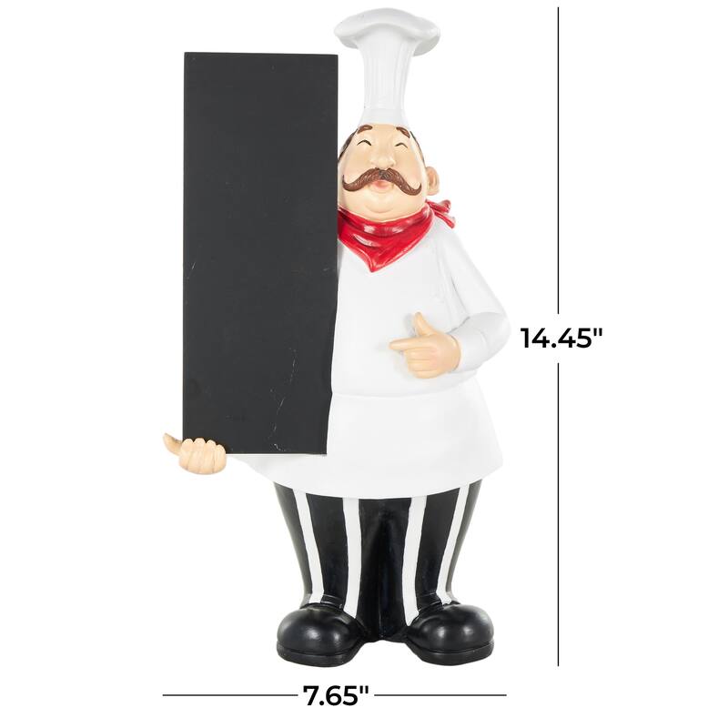 White Polystone Kitchen Decorative Figurine Chef Decorative Sculpture with Chalkboard