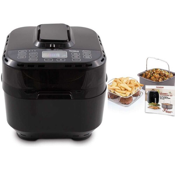NuWave Brio Digital Air Fryer 10 qt Black with 2 piece Cooking Set Bed Bath Beyond 23040256