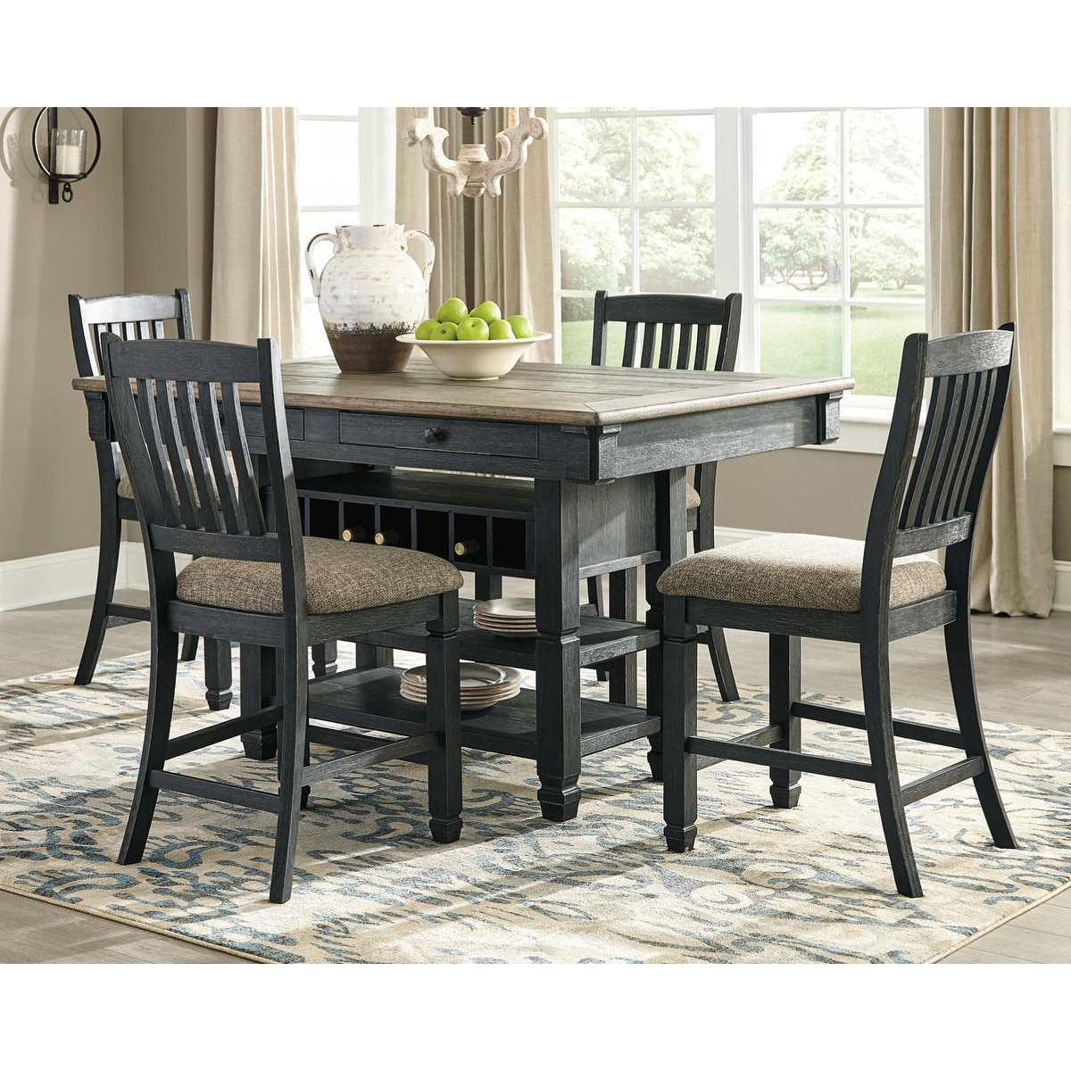 Signature Design by Ashley Tyler Creek Counter Height Dining Room Table - Black/Gray -  D736-32