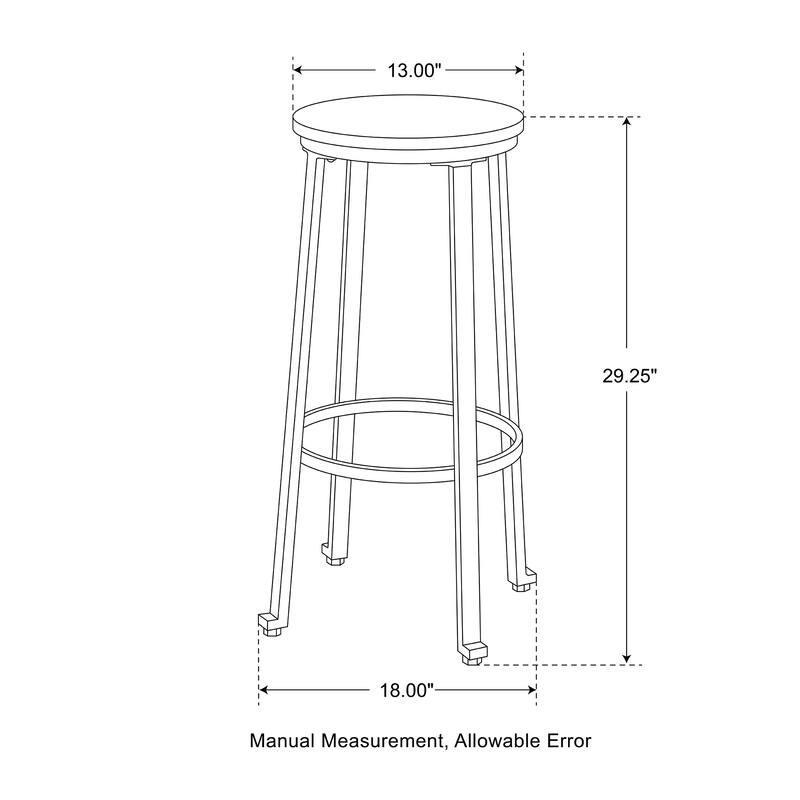 Glitzhome Industrial Rustic High Bar Stools with Wood Seat