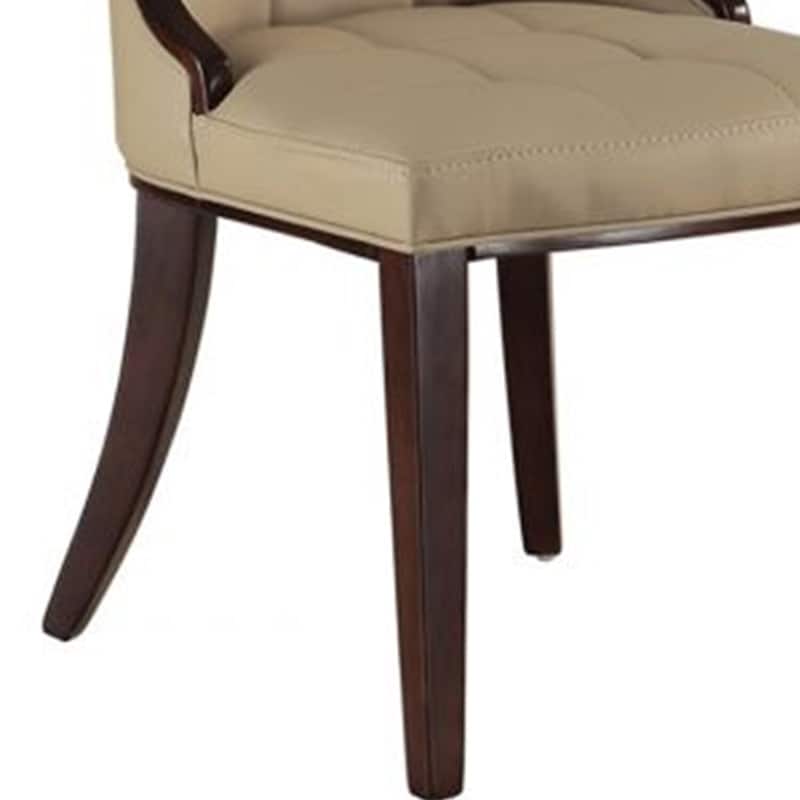Brown/Tan Faux Leather Upholstered Wood Frame Dining Chair, Set of 2, Sturdy Dining Chair for Dining Rooms - 17.5