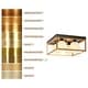preview thumbnail 13 of 11, Modern Black Gold 4-Light Square Frosted Glass Flush Mount Ceiling Lights for Kitchen - 14" L x 14" W x 6.5" H
