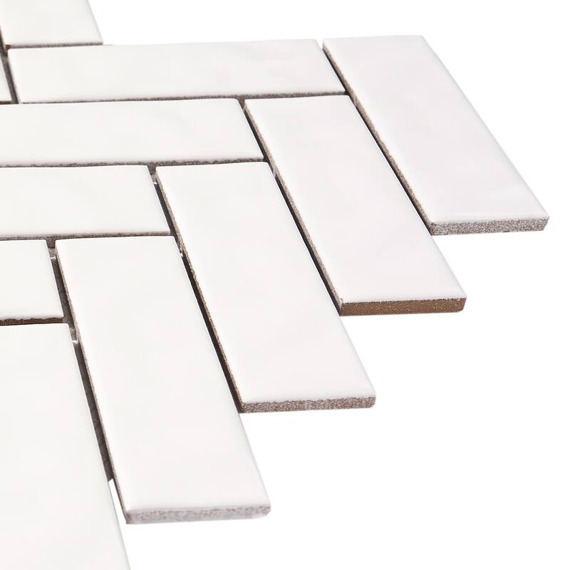 Forio 1.35" x 4.35" Herringbone Glossy Porcelain Mosaic Tile