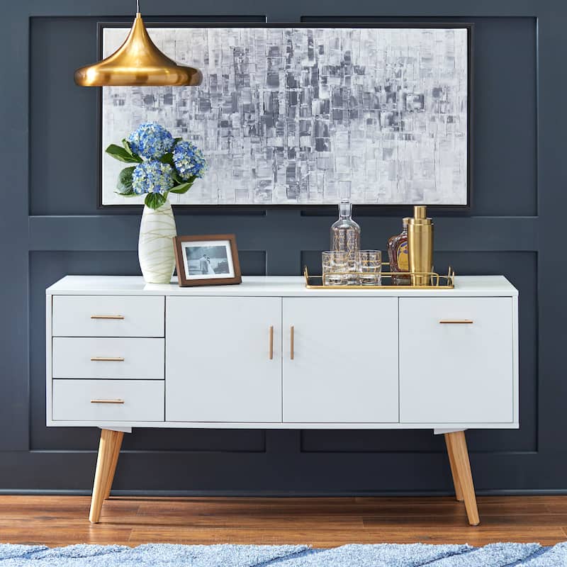 Simple Living Maura Mid-Century Modern 3-drawer Buffet - White