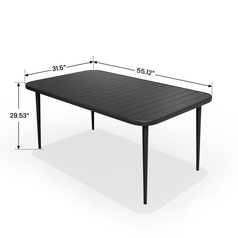 Wood Grain Metal Table – Lightweight, Portable, Weather-Resistant, Easy to Clean