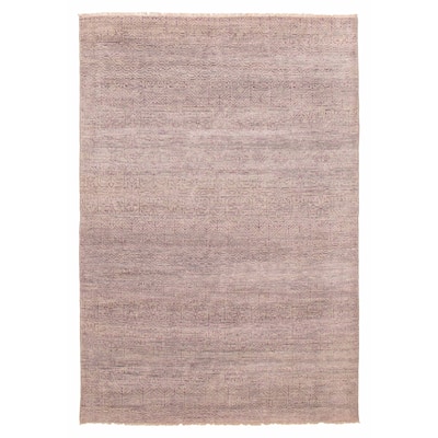 ECARPETGALLERY Hand-knotted Silk Shadow Light Grey, Purple Silk, Wool Rug - 6' 6" x 9' 7"