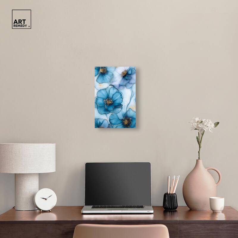 Gilded Cyanescence Canvas by Art Remedy, Gallery Wrapped