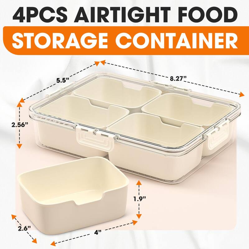 Cheer Collection 4 Compartment Airtight Food Container With Removable Baskets - Small