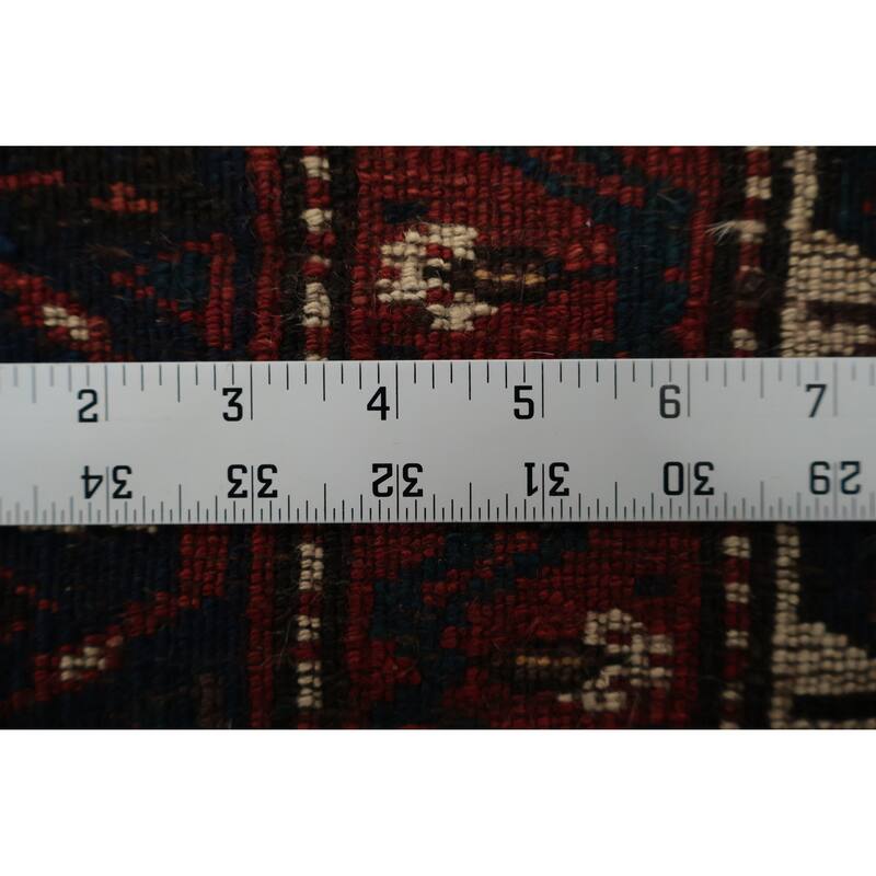 Hand Knotted Oriental 100% Wool Carpet Traditional Tribal Navy Blue & Blues Qashqai Area Rug - 9' 7'' X 4' 6''