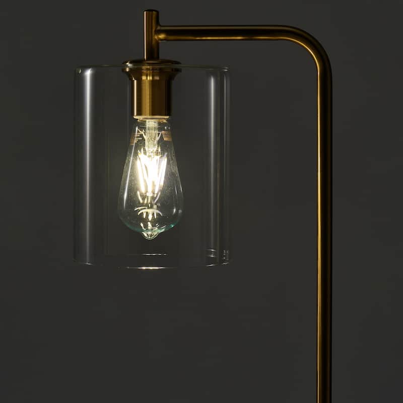 Brightech Elizabeth 66 in. Antique Brass Industrial LED Super Bright Floor Lamp with Glass Cylinder Shade