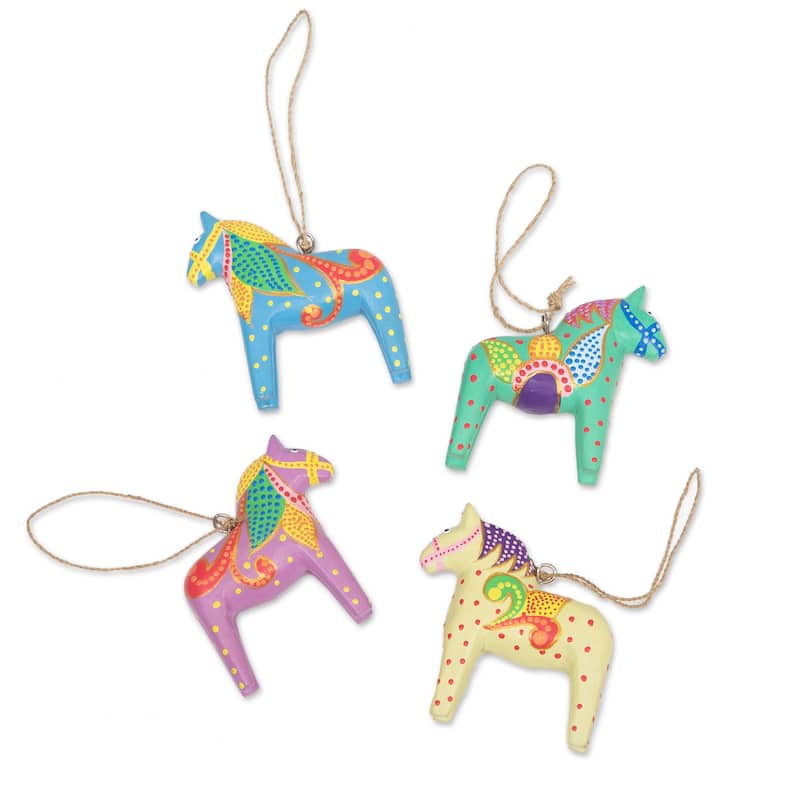 Novica Handmade Dala Holiday Wood Ornaments (Set Of 4)