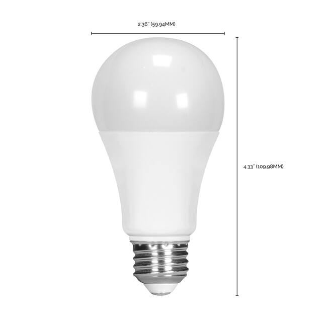 11.5 Watt A19 LED 90CRI 3000K Medium base 220 deg. Beam Angle 120 Volt 1100 Lumens CEC - White