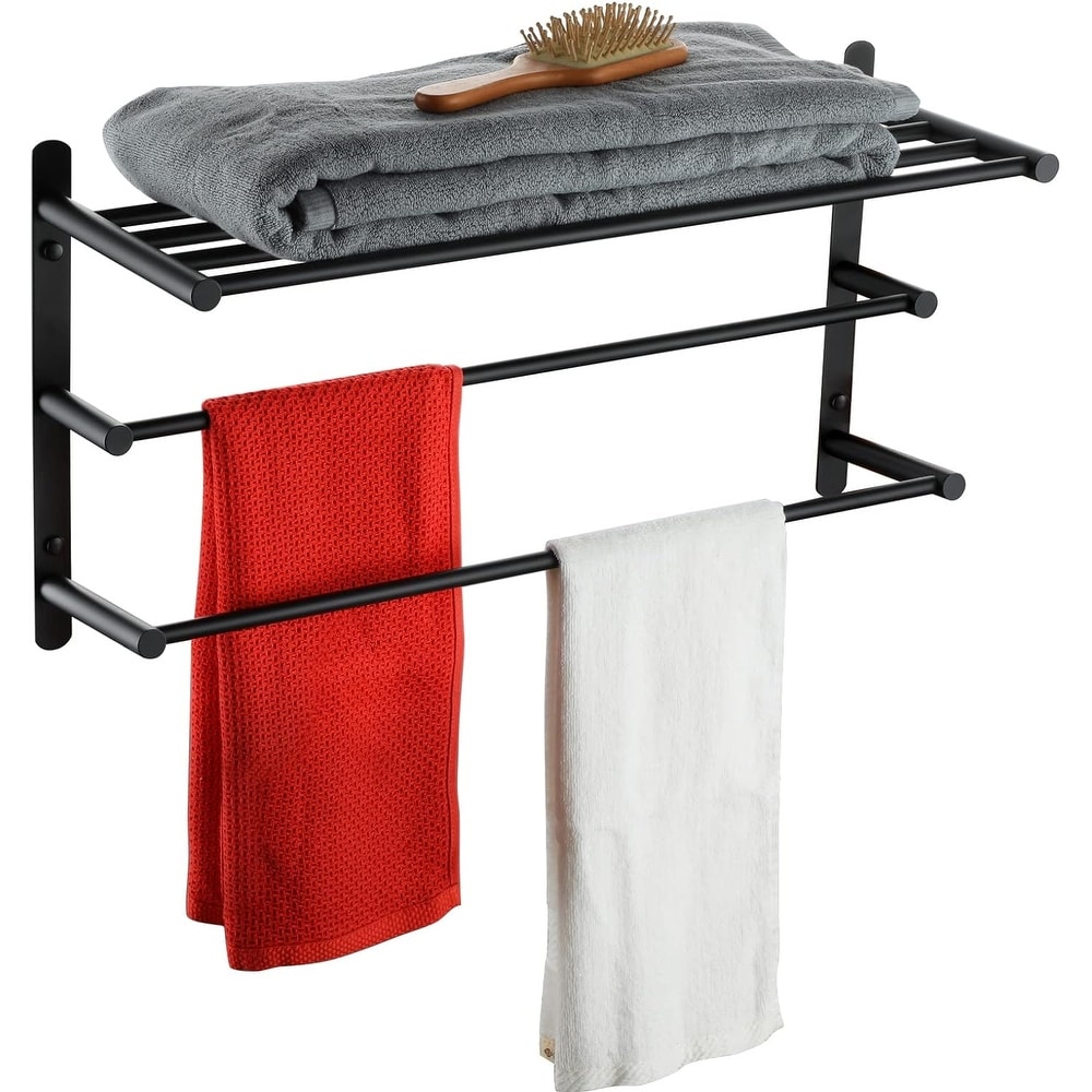 Stainless Steel Matte Black Bathroom Towel Rack Towel Bar - On Sale - Bed  Bath & Beyond - 34459679