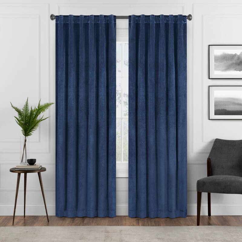 Eclipse Harper Velvet Absolute Zero Blackout Window Panel - 108 Inches - Navy