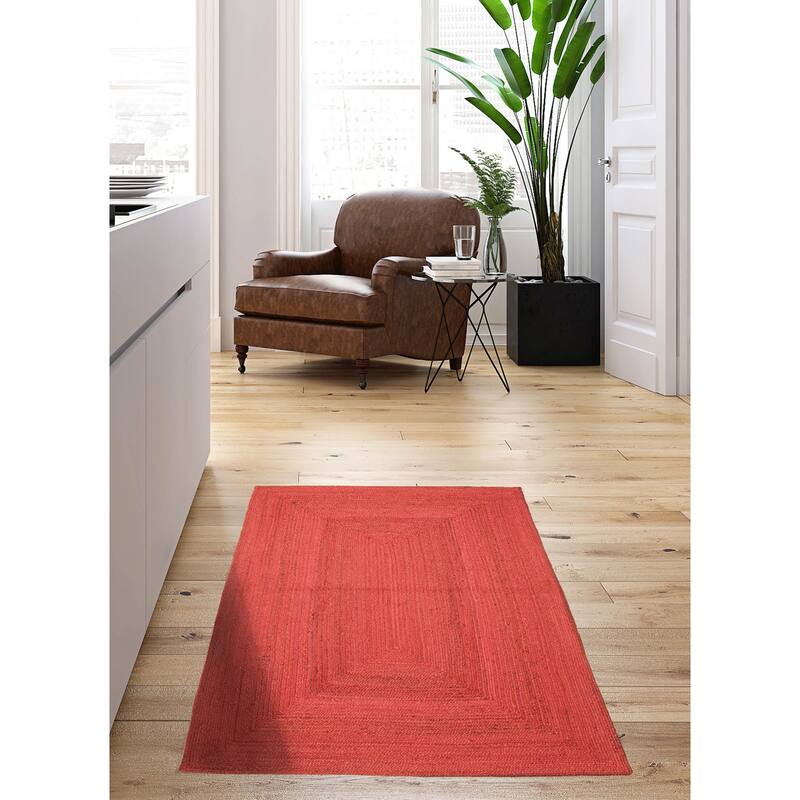 ECARPETGALLERY Braid weave Sienna Red Jute Rug - 5'1 x 7'10