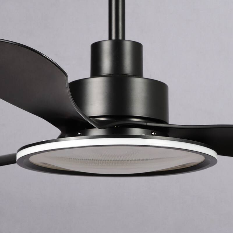 52-in Matte Black Modern LED Ceiling Fan with Downrod and Remote