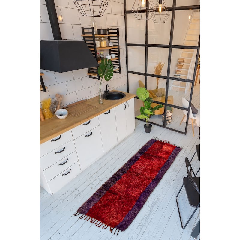 ECARPETGALLERY Hand-knotted Afghan Shiravan Red Wool Rug - 3'0 x 9'10