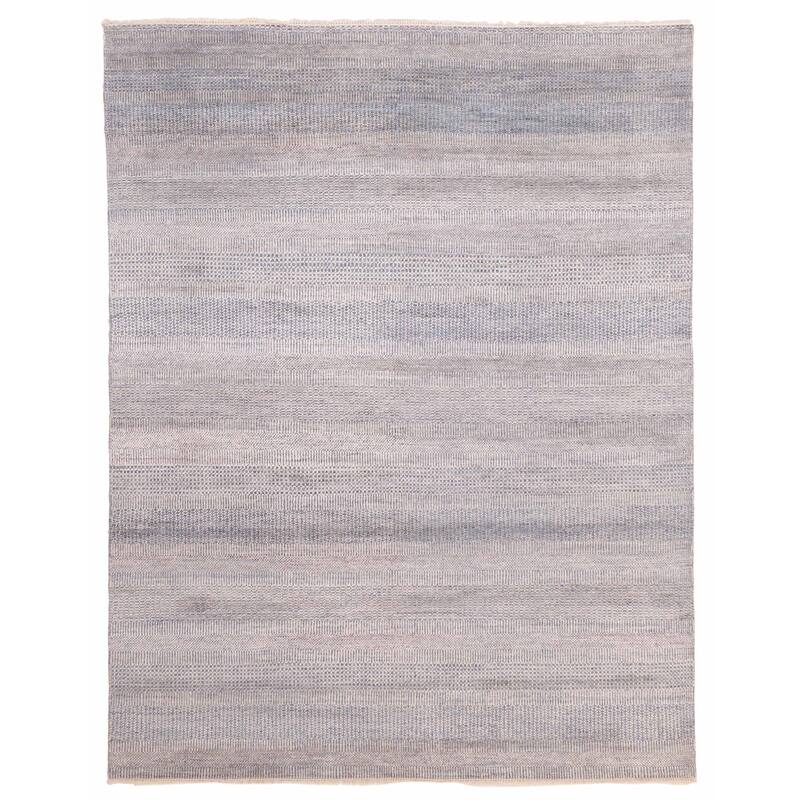 ECARPETGALLERY Hand-knotted Silk Shadow Blue Silk, Wool Rug - 7'10 x 10'0