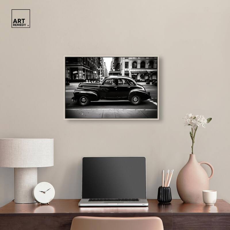 Vintage Car in New York Canvas by Art Remedy