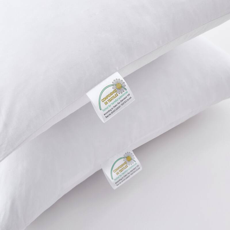 2 Pack Gusseted & Classic Goose Feather Bed Pillows with Soft Cover - White