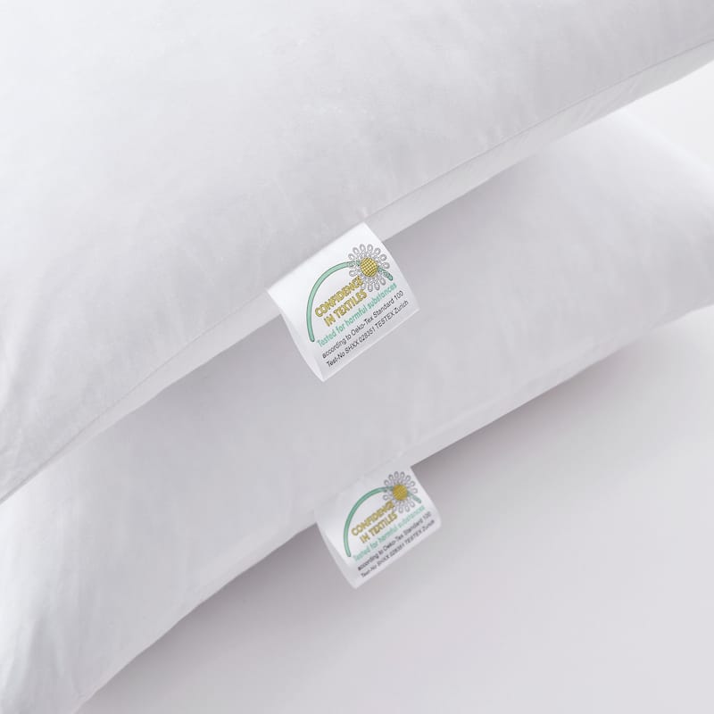 Set of 2 Premium Goose Feather Down Bed Pillows with Cotton Cover - White