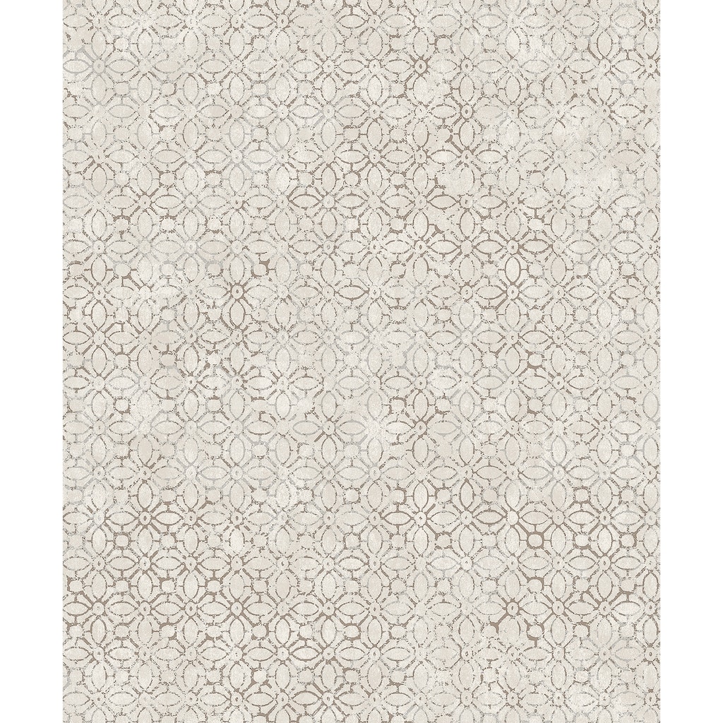 A-Street Prints Khauta Silver Floral Geometric Wallpaper