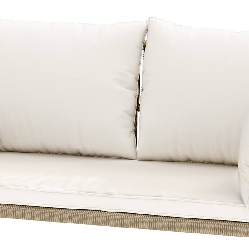 Moasis All-Weather Rattan Patio Loveseat,2 Seater Sofa with Cushions & Lumbar Pillows