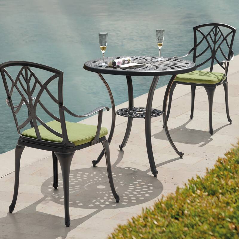 Outdoor 2-Pack 15'' x 16'' x 1.2'' Green Chair Seat Cushions with Straps