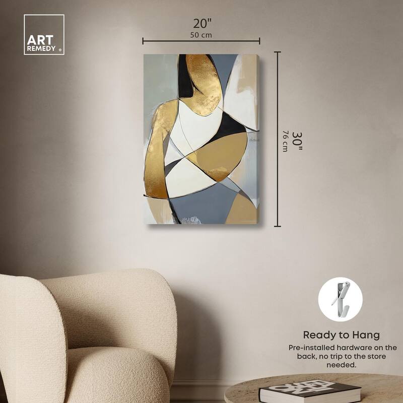 Gold Leaf Contours Canvas by Art Remedy, Gallery Wrapped