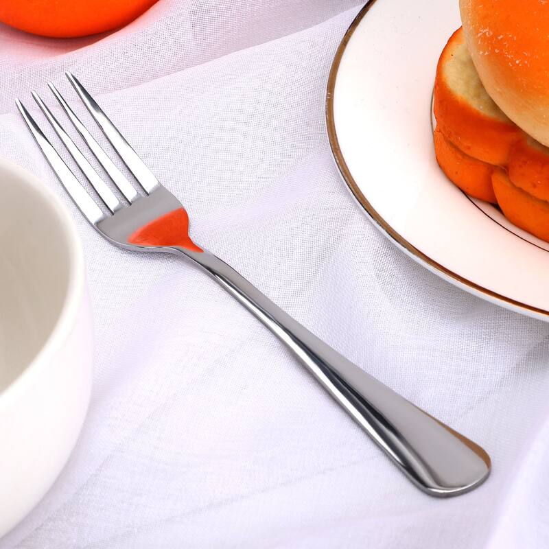 Dinner Forks Set of 12 Stainless Steel 7.5" Household Dessert Fork Tableware - Silver Tone