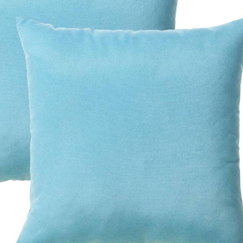 HomeRoots Set of Two 18" Aqua Blue Fabric Throw Pillow Covers