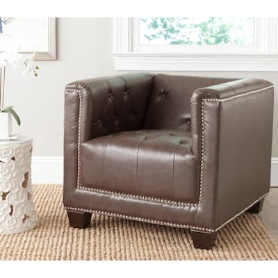 SAFAVIEH Bentley Antique Brown Chair - 32.3" W x 33.9" D x 28.9" H