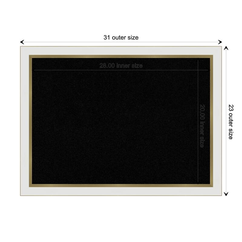 Eva Narrow Framed Black Corkboard Bulletin Board - Eva White Gold Narrow - Board Size 28x20