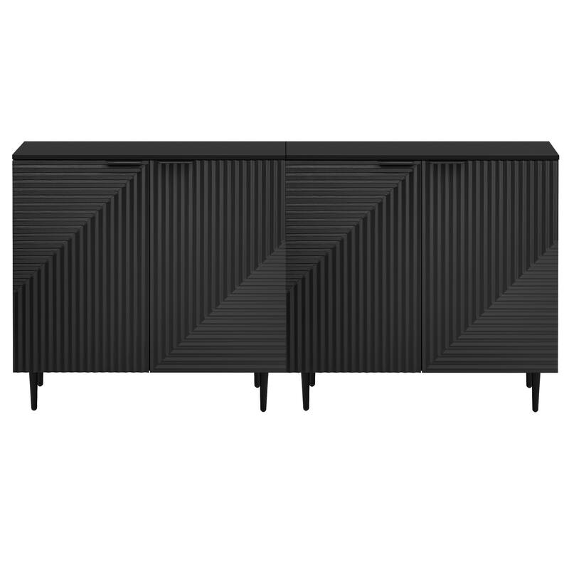 2-Piece Modern Wooden Sideboard, 4-Door Entryway Storage Cabinet