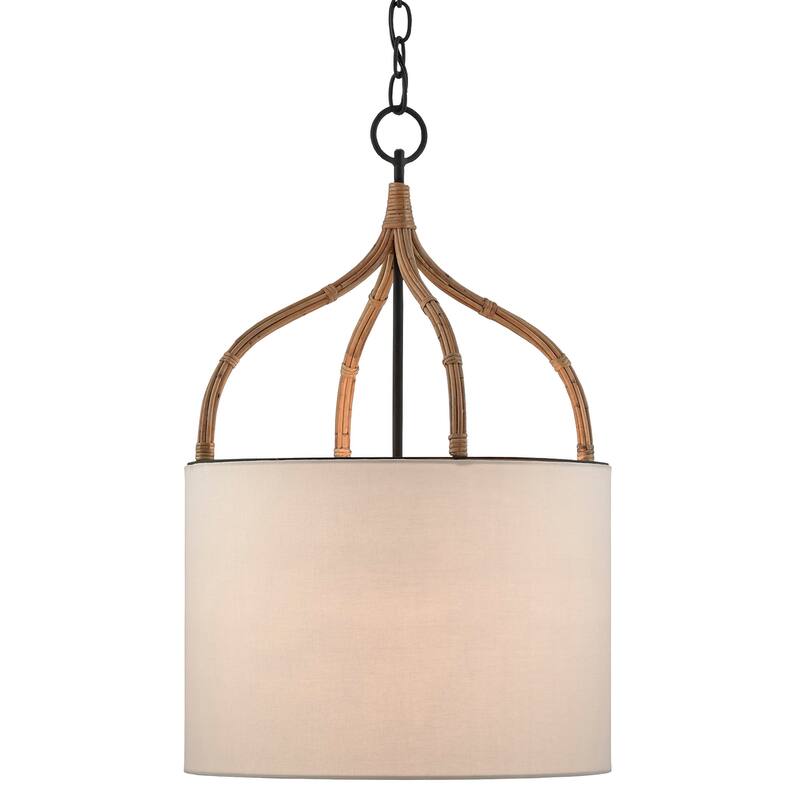 Currey & Company Dunning Pendant - 24.25"h x 15.5"dia - 24.25"h x 15.5"dia - Blacksmith/Natural