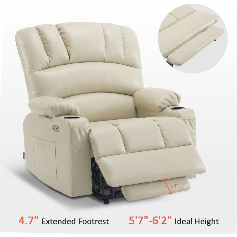 MCombo Large Power Lift Recliner Chair with Massage and Heat, Cup Holders, Side Pockets, Faux Leather R7092 (Large-Wide)
