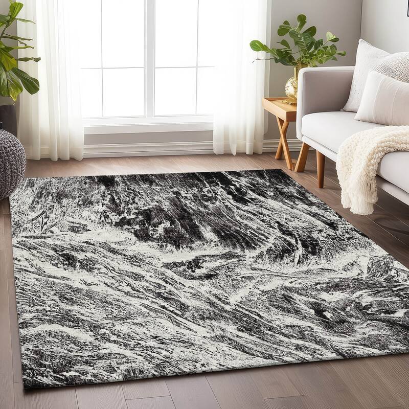 Premium Washable Super Soft Modern Tide Mayfield Rug - Black - 8' x 10'